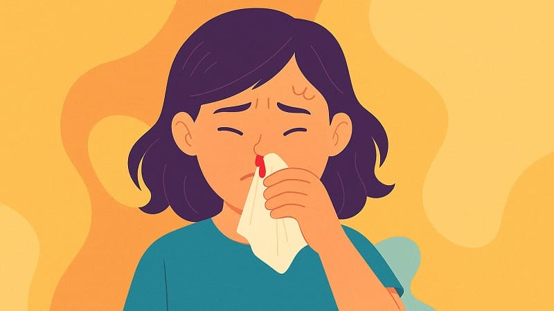 فتاة تعاني من سيلان الأنف بسبب اللحمية